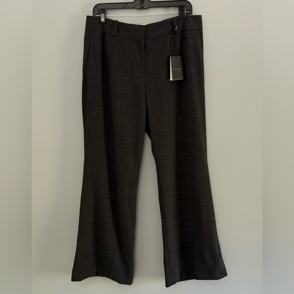 Ann Taylor Charcoal Crepe Melange Wool Signature Trousers Size 10